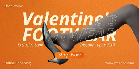Offer Discount on Women's Shoes for Valentine's Day Twitter Design Template