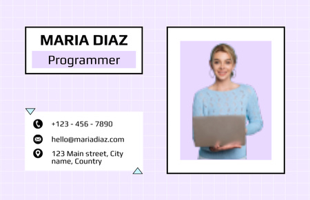 Contacts of Programmer Business Card 85x55mm – шаблон для дизайну