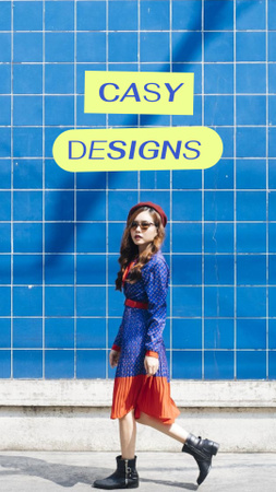Mulher jovem com visual elegante e elegante Instagram Story Modelo de Design