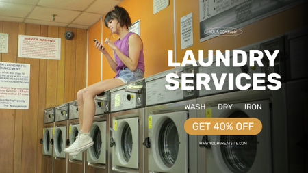 İndirimli ve Kurutmalı Çamaşırhane Hizmetleri Full HD video Tasarım Şablonu