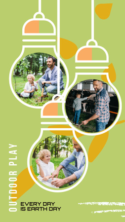 Family life outdoor play collage Instagram Story Design Template