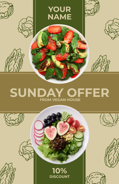 Sunday Offer of Tasty Salads Recipe Card Design Template
