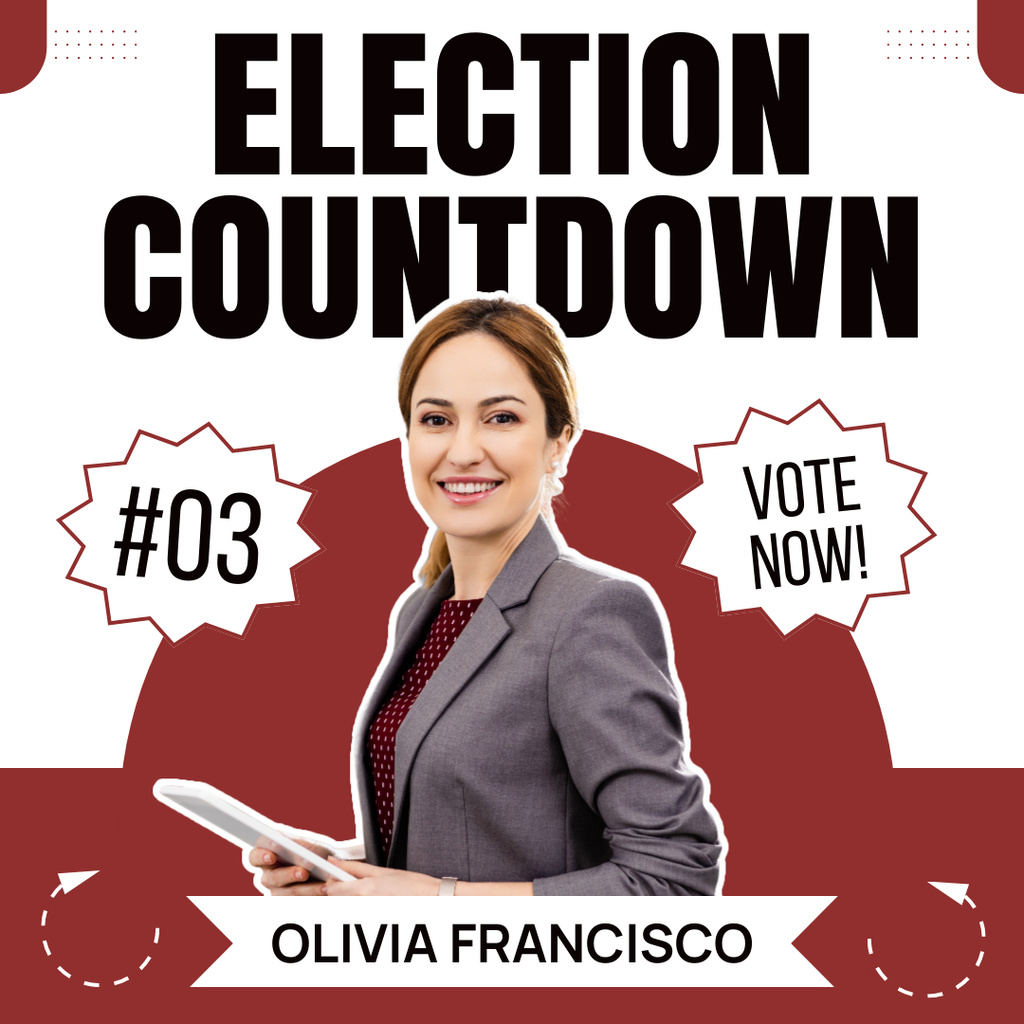 Election Countdown Announcement with Woman Instagram AD tervezősablon