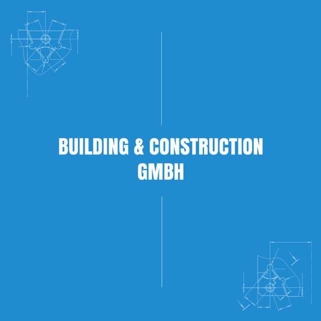 Template di design Construction Services Offer on Blue Square 65x65mm