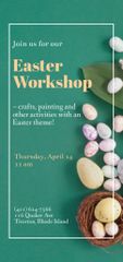 Easter Workshop Announcement with Painted Eggs in Nests
