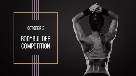 Bodybuilder Competition Announcement with Athlete Woman FB event cover Tasarım Şablonu
