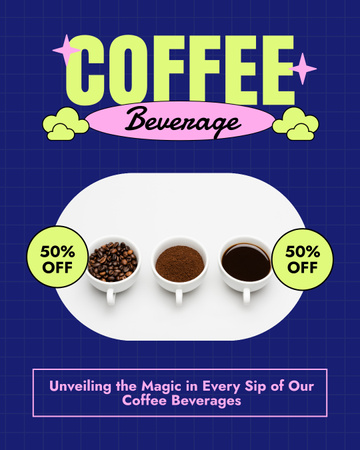 Magnificent Coffee Beverages At Half Price Offer Instagram Post Vertical Design Template