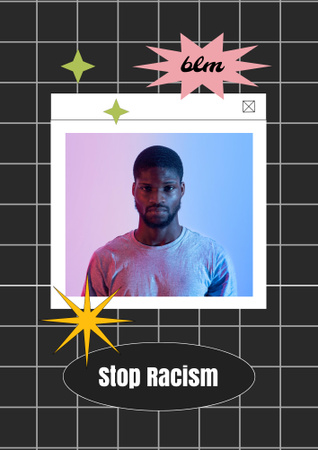 Protest against Racism with African American Man Poster B2 Design Template