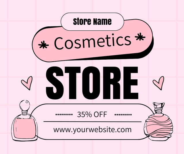 Discounts in Cosmetic Store Facebookデザインテンプレート