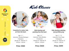 Art Classes Ad with Supplies and Brushes