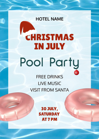 Platilla de diseño July Christmas Pool Party Announcement with Rings Flayer