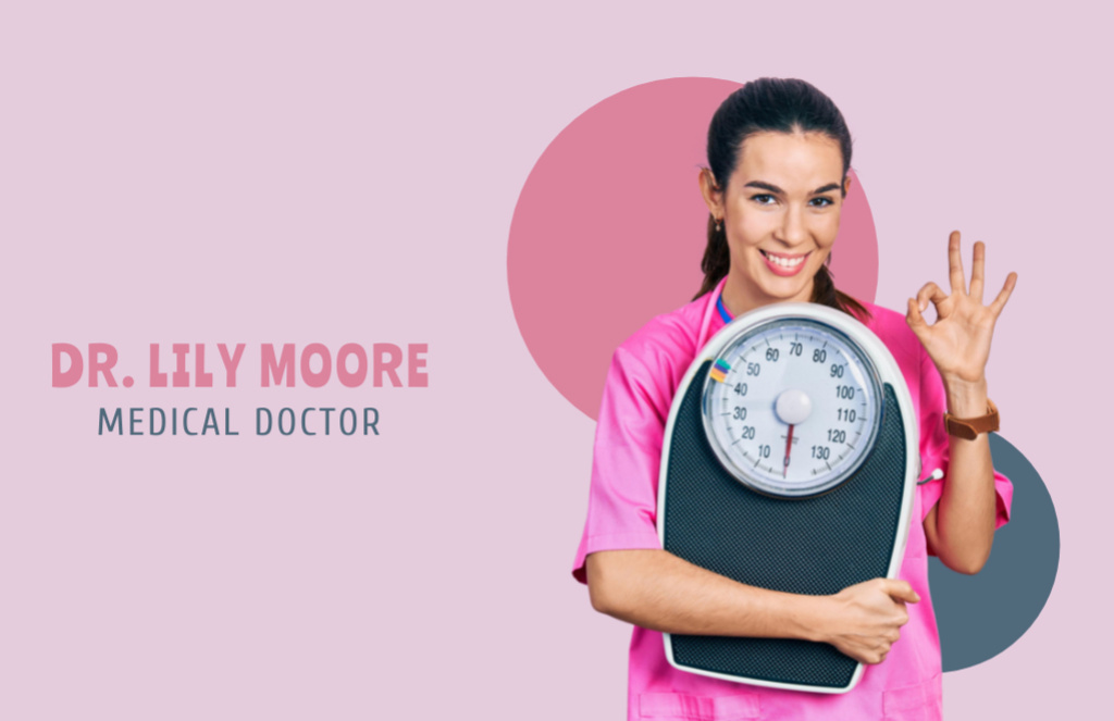 Ontwerpsjabloon van Flyer 5.5x8.5in Horizontal van Lifestyle-centered Nutritionist Doctor Services Offer In Pink