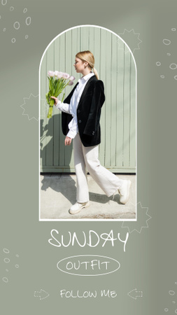 Mulher em roupas elegantes segurando tulipas Instagram Story Modelo de Design