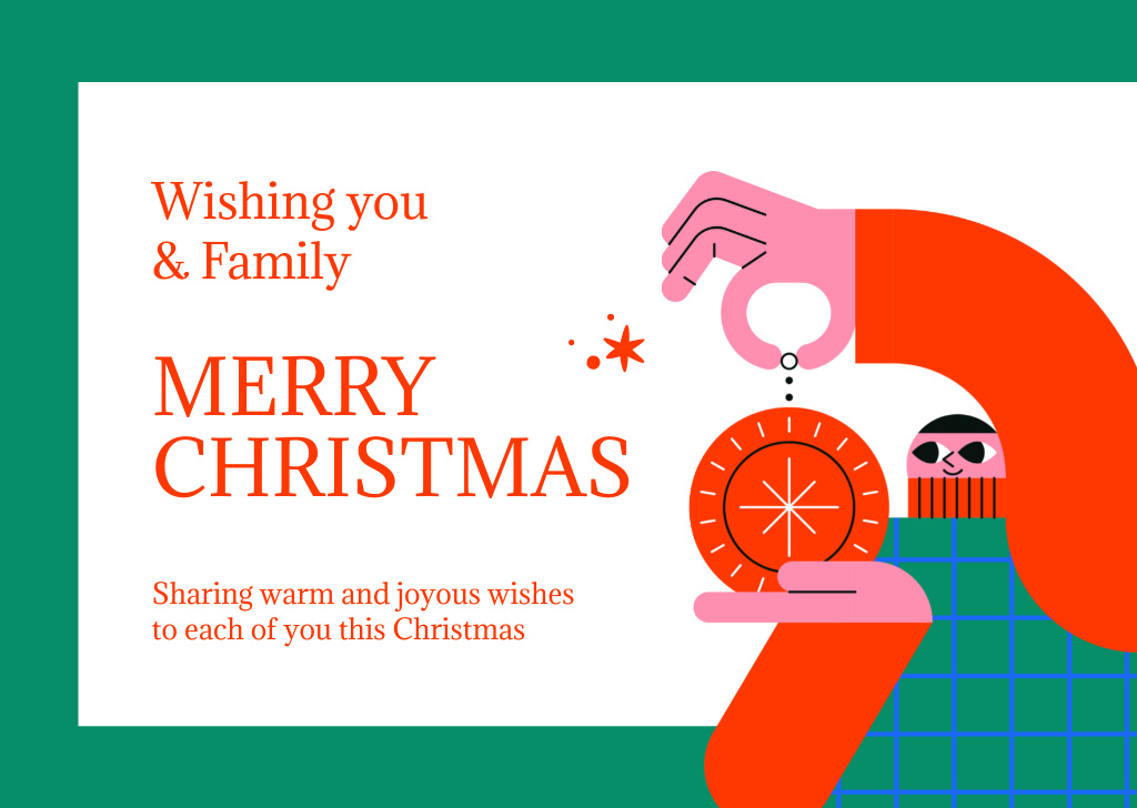 Enchanting Christmas Congrats with Good Wishes and Decoration Postcard – шаблон для дизайна