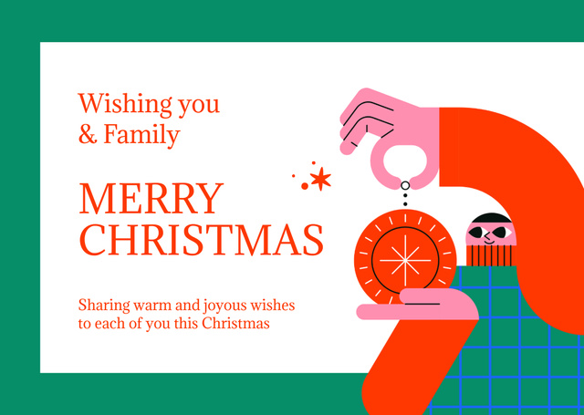 Platilla de diseño Enchanting Christmas Congrats with Good Wishes and Decoration Postcard