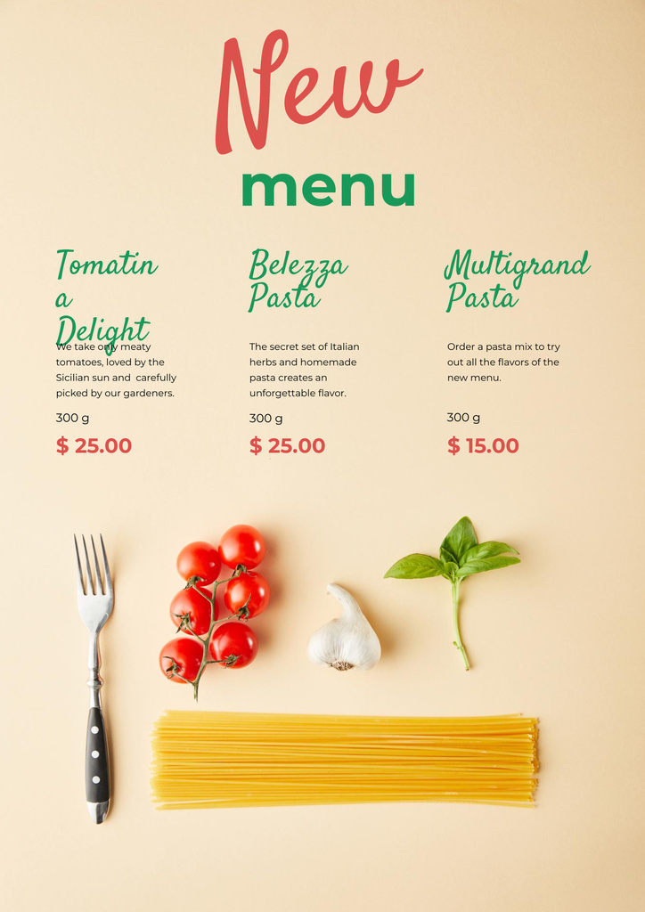 Italian Dining Choices In Restaurant Description Poster B2 Πρότυπο σχεδίασης