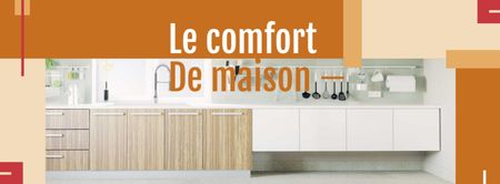 Plantilla de diseño de inicio oferta interior con cocina moderna Facebook cover 