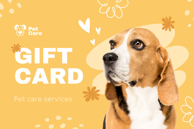 Szablon projektu Animal Care Services Offer on Yellow Gift Certificate