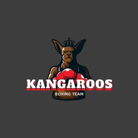Sport Team Emblem with Angry Kangaroo Logo 1080x1080pxデザインテンプレート