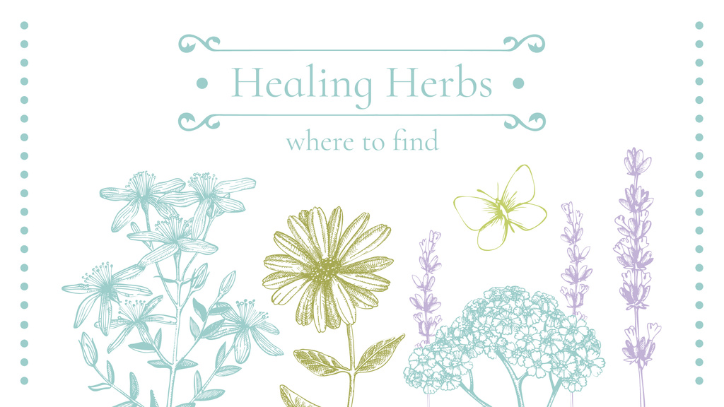 Pharmacy Ad with Natural Herbs Sketches FB event cover Tasarım Şablonu