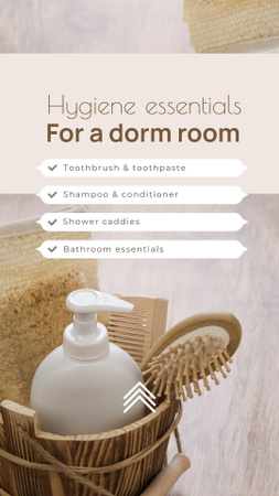 Modern fürdőszobai termékek ajánlata fából készült vödörben Instagram Video Story tervezősablon