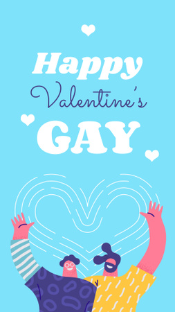 Valentine's Day Holiday Greeting with LGBT Couple Instagram Video Story Design Template