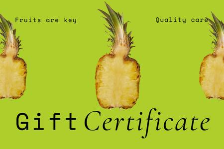 Plantilla de diseño de frutería Certificado de regalo con piñas Gift Certificate 