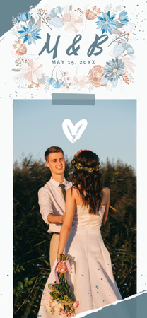 Modèle de visuel Faire-part de cérémonie de mariage avec des fleurs délicates - Snapchat Moment Filter