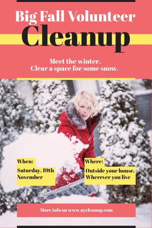 Designvorlage Woman at Winter Volunteer clean up für Tumblr
