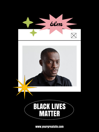 Frase Black Lives Matter com homem afro-americano Poster 36x48in Modelo de Design