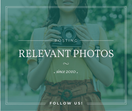 Photo blog ad Woman with Vintage Camera Facebook Design Template