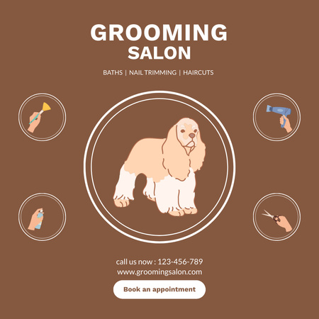 Ontwerpsjabloon van Animated Post van Pet Grooming Salon
