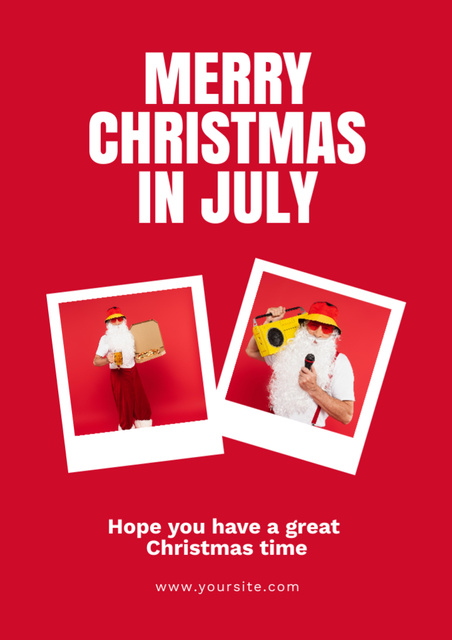 Christmas in July with Merry Santa Claus on Red Flyer A4 Modelo de Design