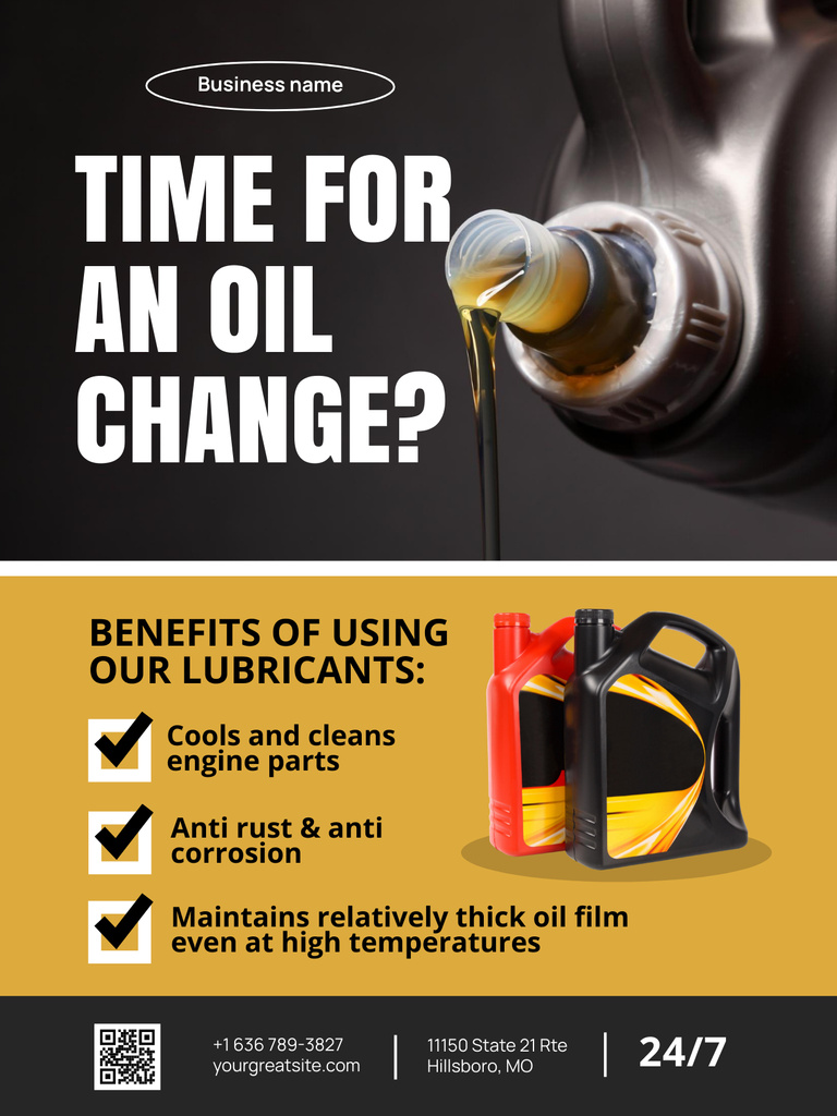 Car Oil Change Service Poster US tervezősablon