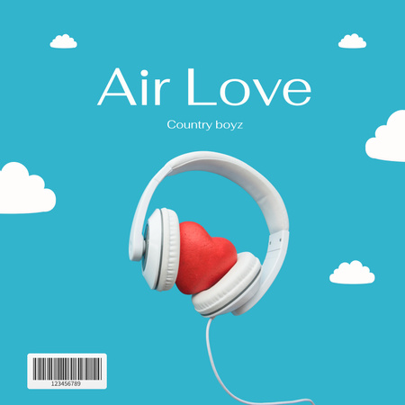 Modèle de visuel Heart with Headphones - Album Cover