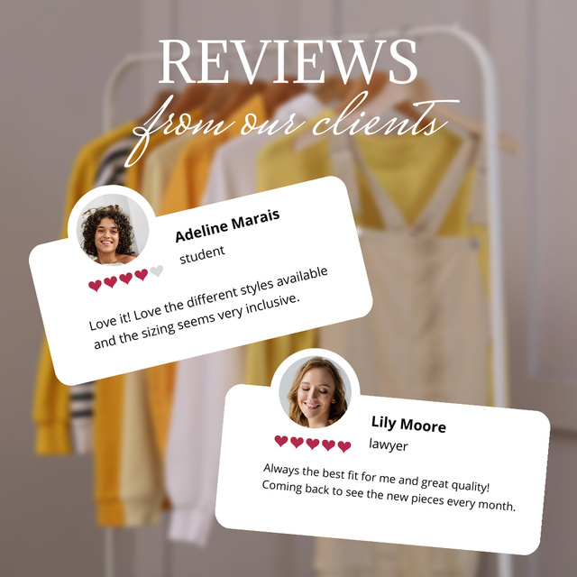 Designvorlage Clients' Reviews for Clothing Store für Instagram
