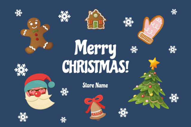 Merry Christmas with Cute Christmas Supplies Postcard 4x6in Πρότυπο σχεδίασης
