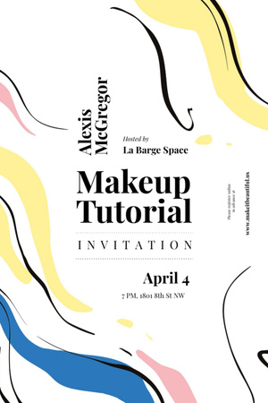 Makeup Tutorial invitation on paint smudges Invitation 6x9in Design Template
