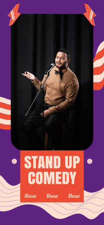 Ontwerpsjabloon van Snapchat Moment Filter van Stand-upcomedyshowpromo met artiest op het podium