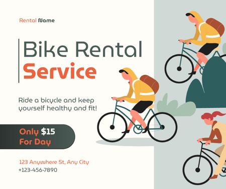 Plantilla de diseño de Servicios de alquiler de bicicletas para viajes y turismo Facebook 