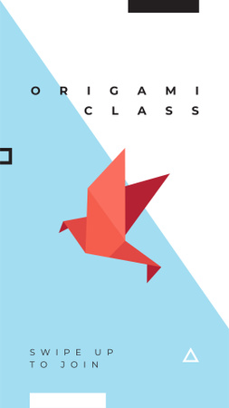 Template di design origami offerta di apprendimento con carta uccello Instagram Story