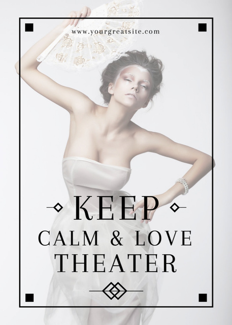 Ontwerpsjabloon van Invitation van Theater Quote with Woman Performing in White
