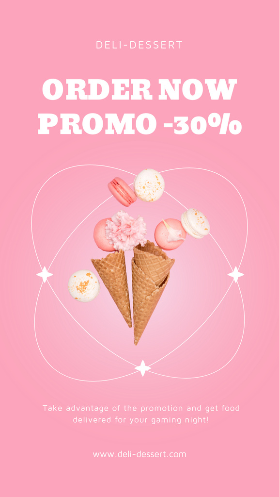 Yummy Ice Cream Offer in Waffle Cones Instagram Story Design Template