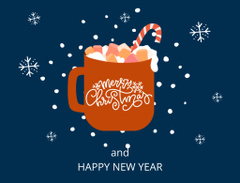 Sweet Marshmallow In Mug And Winter Holidays Greeting