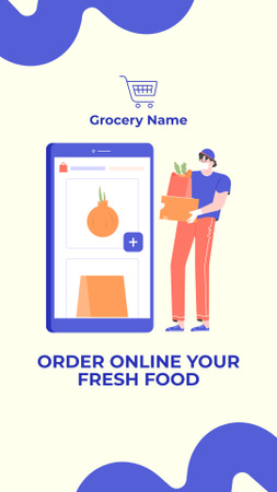 Online Ordering Grocery Promotion Instagram Story Design Template