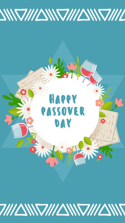 Passover Greeting  with Wine in  Glasses Instagram Story Design Template