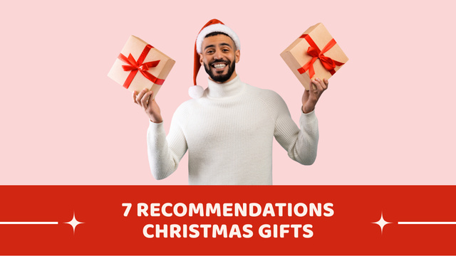 Christmas Presents Guide Man Holding Gifts Youtube Thumbnail tervezősablon