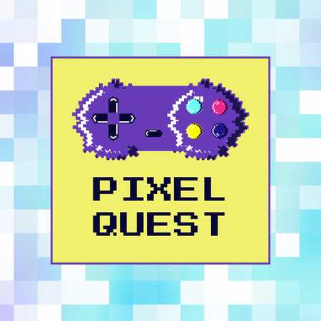Konsol Promosyonu ile Mükemmel Pixel Quest Animated Logo Tasarım Şablonu
