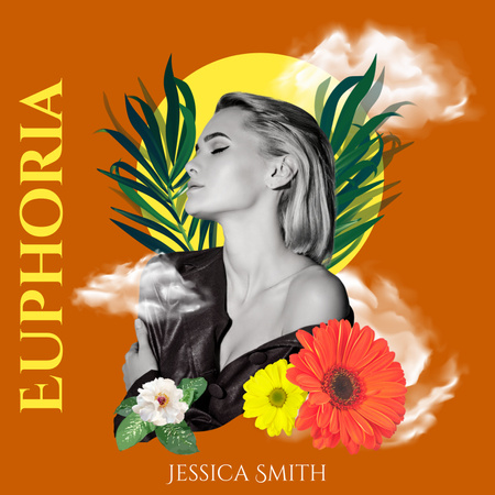 Designvorlage Collage with Woman in Flowers für Album Cover
