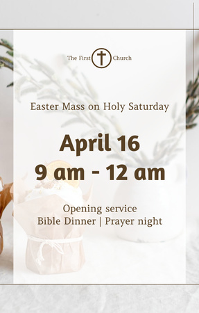 Announcement of Easter Mass on Holy Saturday Invitation 4.6x7.2in Design Template